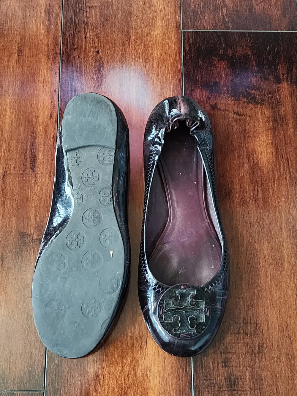 Tory Burch Reva Ballet Flats Purple Patent Leather Women's Size 7.5